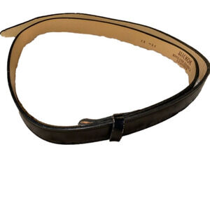 VINTAGE Hickock Black English Saddle Leather Belt Size 42 Adjustable